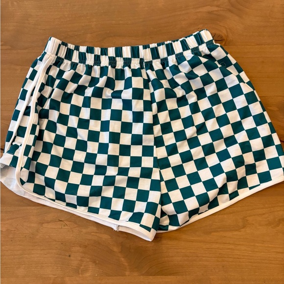Amazon Checkered Athletic Shorts in Black and White - Picture 1 of 4